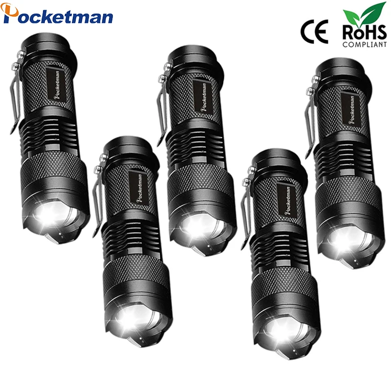 5 PCS 미니 가장 밝은 Led 손전등 전술 손전등 AA 배터리 또는 14500으로 구동되는 강력한 LED 토치 Zoomable Flashlamp title=5 PCS 미니 가장 밝은 Led 손전등 전술 손전등 AA 배터리 또는 14500으로 구동되는 강력한 LED 토치 Zoomable Flashlamp 