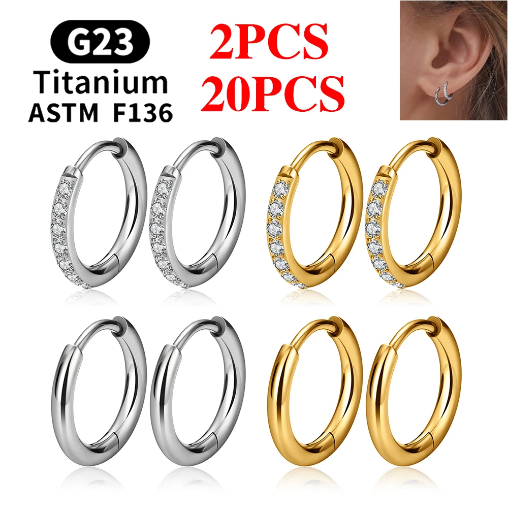 2/20PCS G23 티타늄 귀걸이 후프 CZ 힌지 세그먼트 라운드 코 링 여성용 귀 Tragus 연골 헬릭스 Daith 피어싱 쥬얼리 title=2/20PCS G23 티타늄 귀걸이 후프 CZ 힌지 세그먼트 라운드 코 링 여성용 귀 Tragus 연골 헬릭스 Daith 피어싱 쥬얼리 