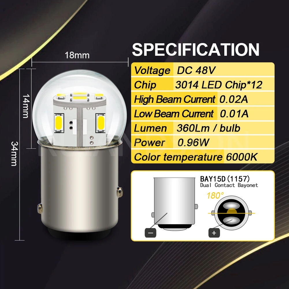 Ruiandsion 2pcs 1156 BA15S P21W LED 1157 BAY15D BA15D LED 오토바이 자동차 방향 지시등 브레이크 라이트 자동 램프 6V 12V 24V 48V 전구