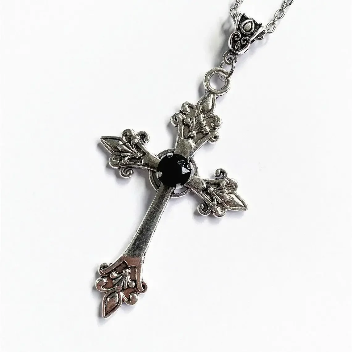 펑크 크리스탈 크로스 펜던트 목걸이 여성 고딕 쇄골 목걸이 목걸이 미적 보석 Bijoux 파티 선물