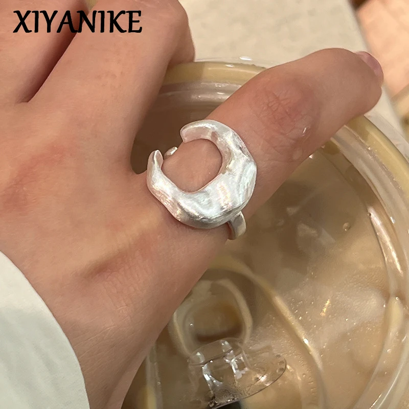 XIYANIKE 여성용 무광 프로스트 초승달 커프 손가락 반지, 소녀 힙합 패션, 새로운 보석 선물, 파티 록 title=XIYANIKE 여성용 무광 프로스트 초승달 커프 손가락 반지, 소녀 힙합 패션, 새로운 보석 선물, 파티 록 