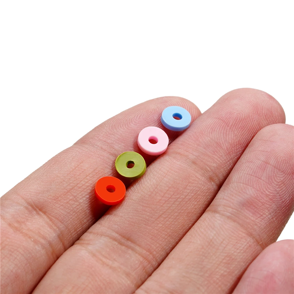 350pcs 6mm 플랫 라운드 폴리머 클레이 비즈 보석에 대 한 느슨한 스페이서 비즈 DIY 바느질 팔찌 목걸이 액세서리 만들기