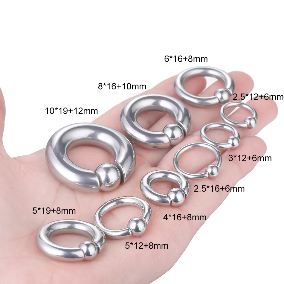 1Pc 스테인레스 스틸 대형 게이지 코 후프 링 포로 비드 Septum 링 BCR 코 피어싱 귀 확장기 귀걸이 바디 쥬얼리