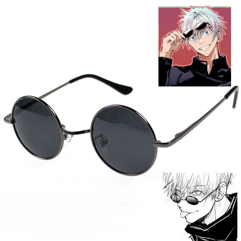 Gojo Satoru 안경 애니메이션 Jujutsu Kaisen 코스프레 블랙 안경 Steampunk 라운드 프레임 안경 선글라스 액세서리 남성 여성 title=Gojo Satoru 안경 애니메이션 Jujutsu Kaisen 코스프레 블랙 안경 Steampunk 라운드 프레임 안경 선글라스 액세서리 남성 여성 
