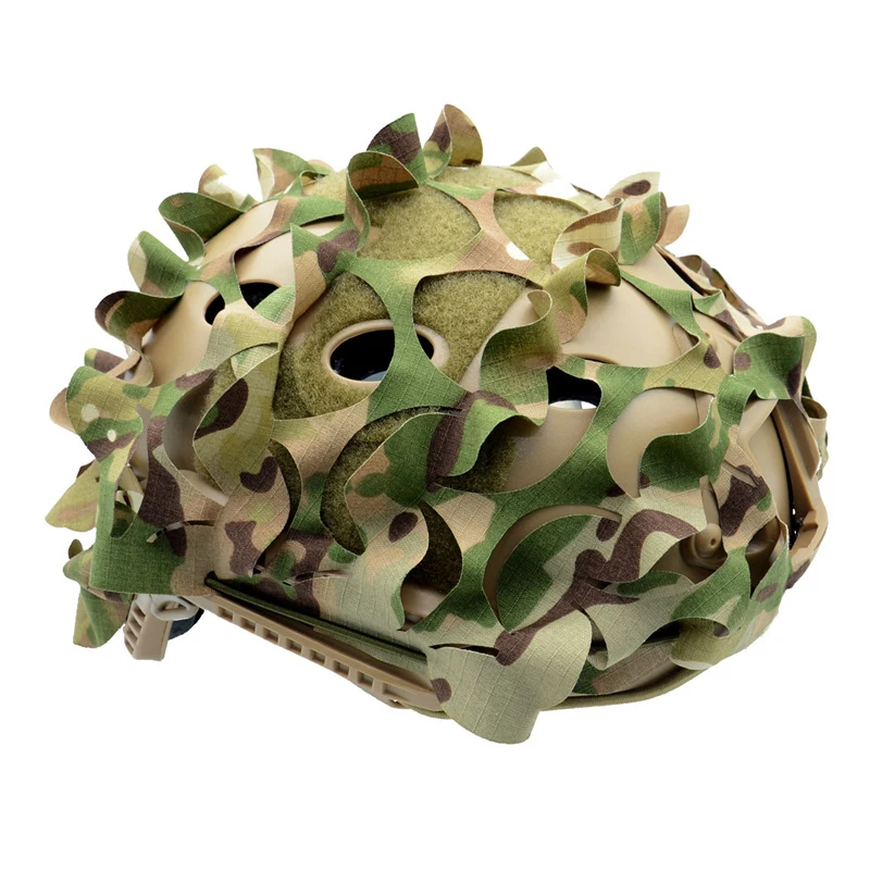 3D Camo Net Airsoft 헬멧 커버 레이저 컷 나일론 Drawstring 헬멧 Scrim CS Wargame Paintball Paratrooper Hunting 액세서리