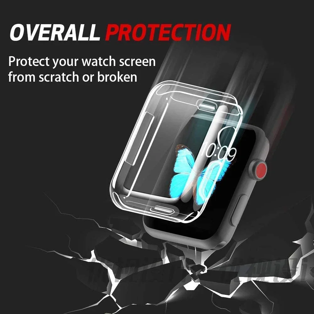 TPU 화면 보호기 케이스 Apple Watch 45mm 41mm 44MM 40MM 42MM 38MM IWatch 9 8 7 SE 6 5 4 3 2 1 용 전체 범프 커버