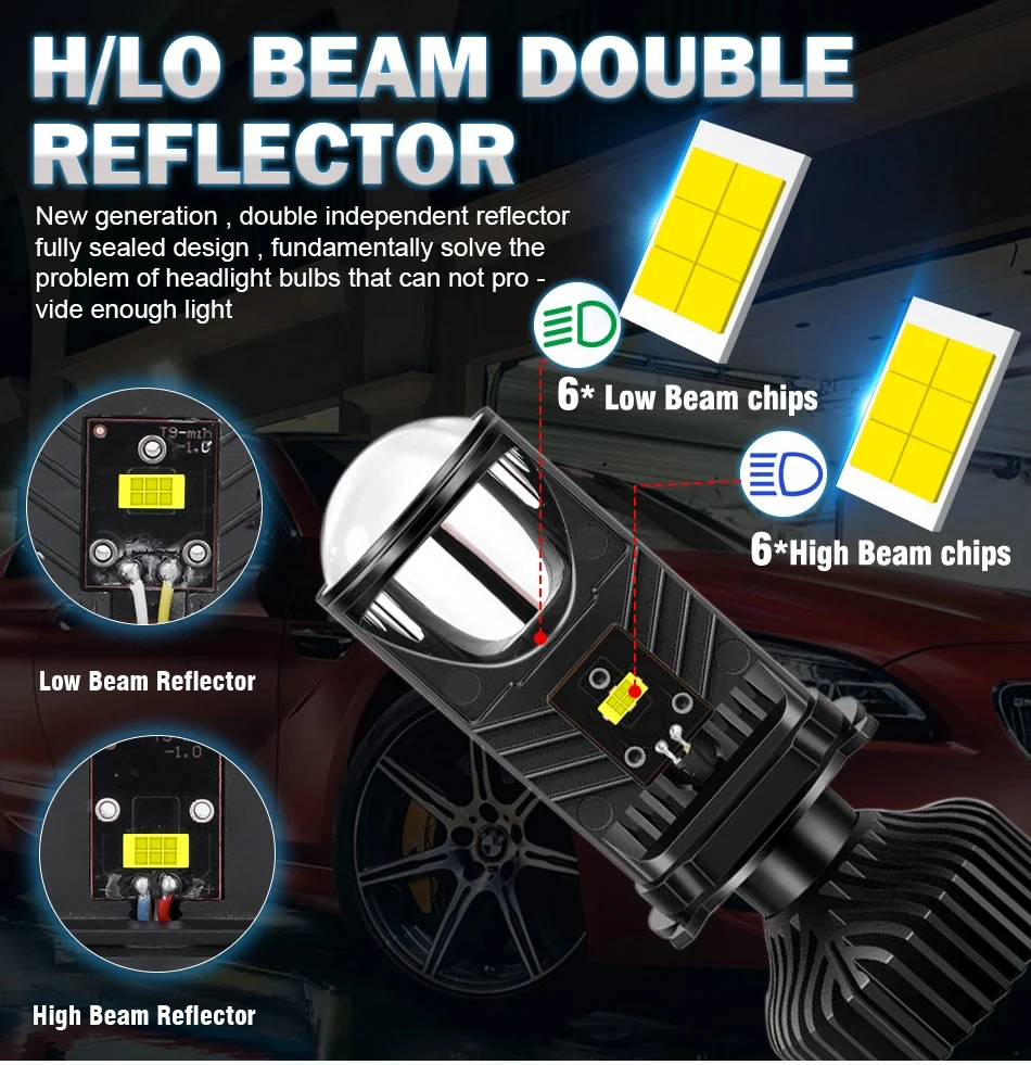 H4 LED 프로젝터 렌즈 헤드 라이트 자동차 LED 헤드 라이트 Canbus 6000K Hi/Lo 빔 전구 터보 팬 22000LM 90W 자동차/오토바이 12V