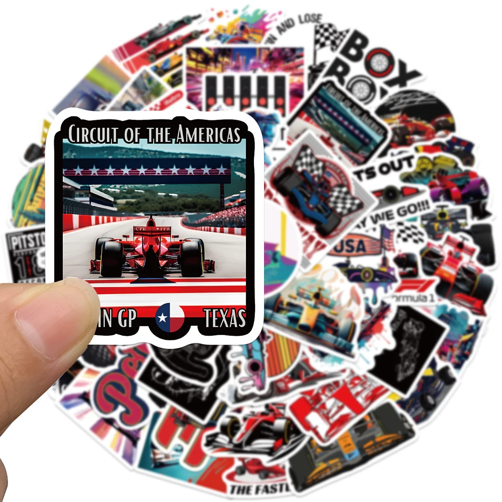 50pcs F1 포뮬러 원 멋진 속도 레이싱 스티커 장식 오토바이 자동차 노트북 자전거 케이스 가방 물 Bottl DIY 데칼