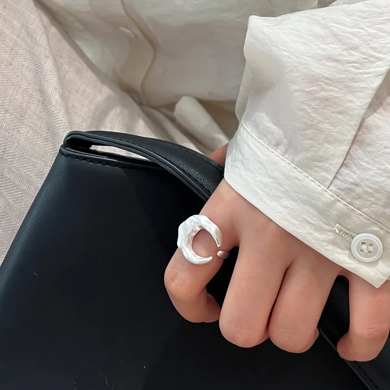 XIYANIKE 여성용 무광 프로스트 초승달 커프 손가락 반지, 소녀 힙합 패션, 새로운 보석 선물, 파티 록