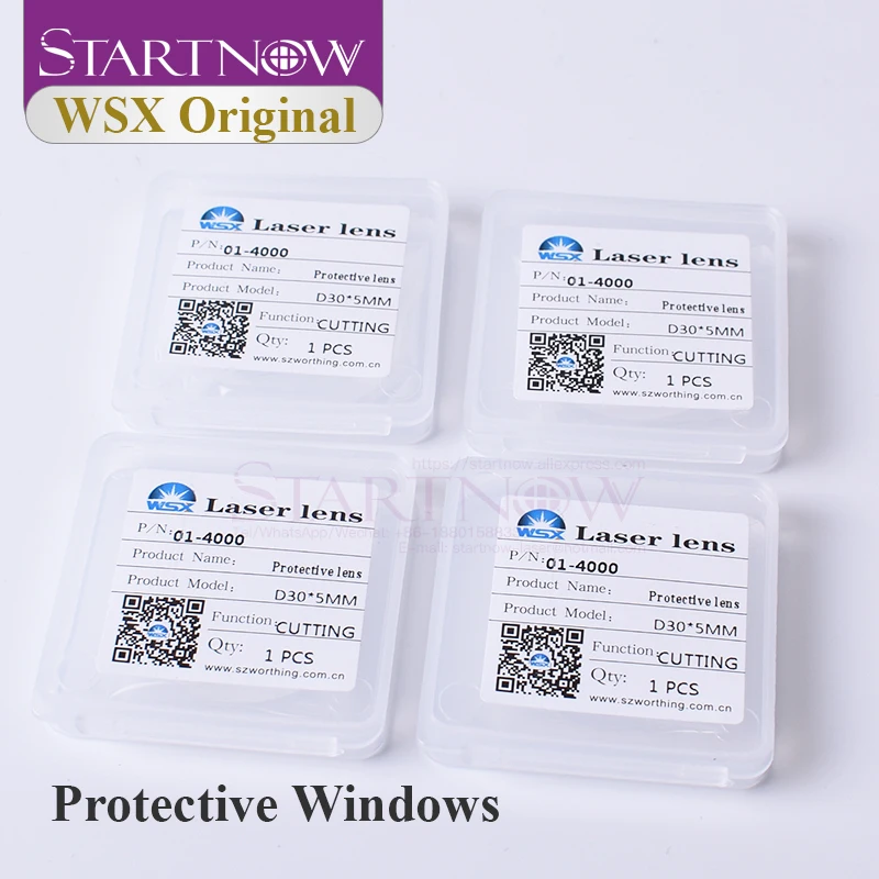 Startnow-오리지널 보호 렌즈 20x2mm 4KW 1064nm 레이저 보호 윈도우, WSX 섬유 커팅 헤드 KC13/15 용 30x5 레이저 렌즈
