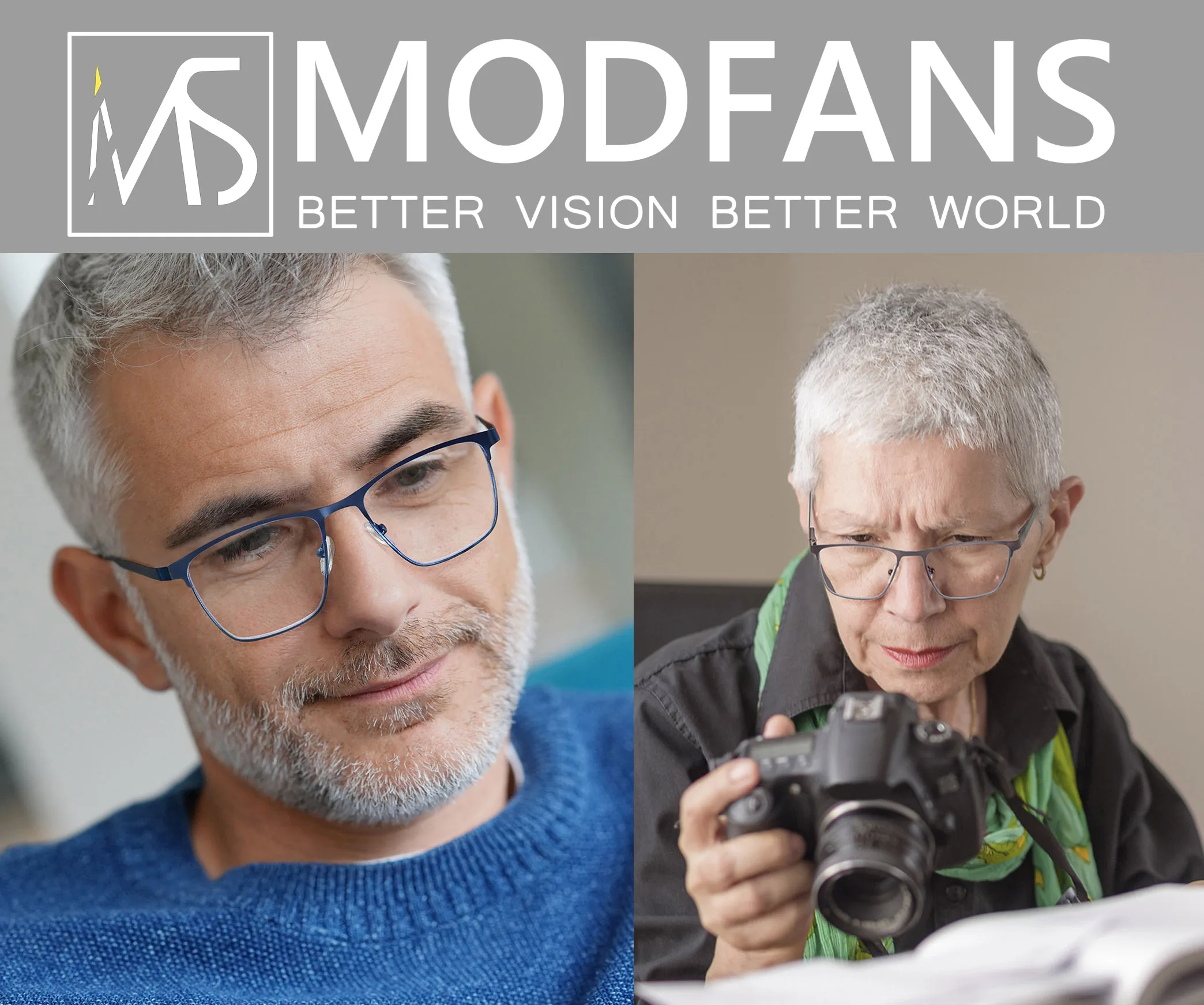 Modfans 남성용 푸른 빛 독서 안경 금속 프레임 잡지 독자 돋보기 노안 렌즈 안경 디옵터 +0.75 ~ 4.0