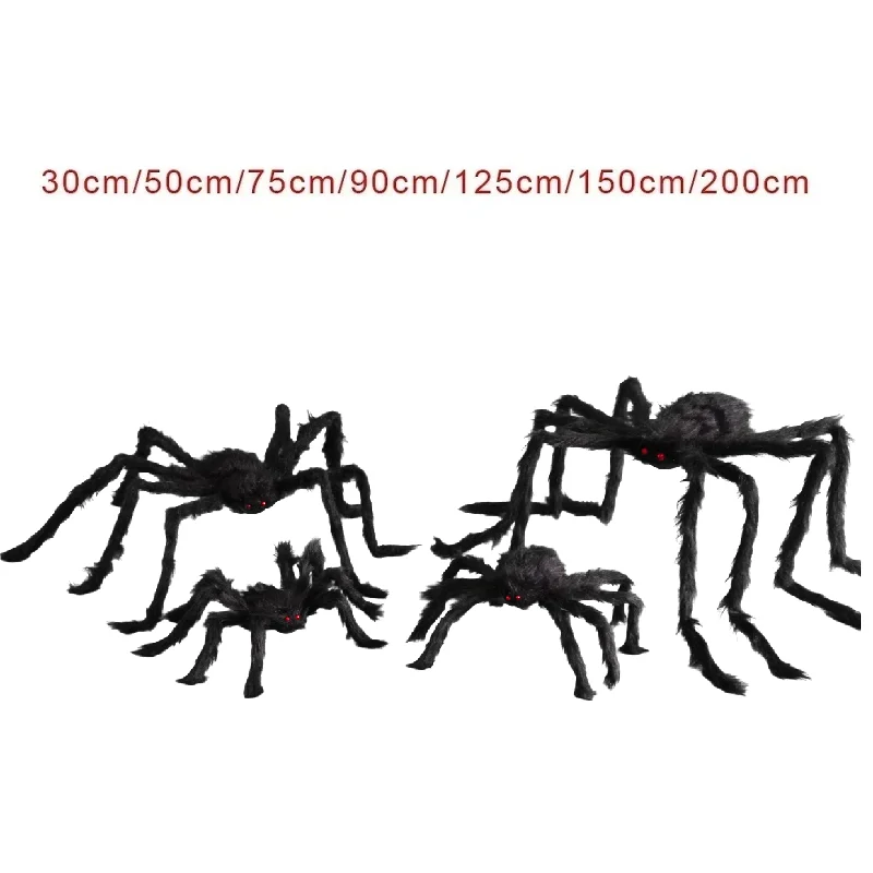할로윈 큰 플러시 거미 공포 할로윈 장식 파티 소품 야외 거대한 거미 장식 30-200cm 챔버 장난 검은 거미
