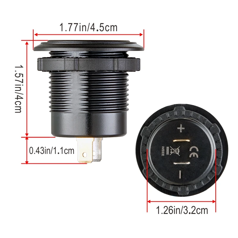 12V/24V usb 소켓 빠른 충전 3 0 USB 콘센트 PD USB-C 및 보트 해양 오토바이 트럭 용 QC3.0 포트 2개