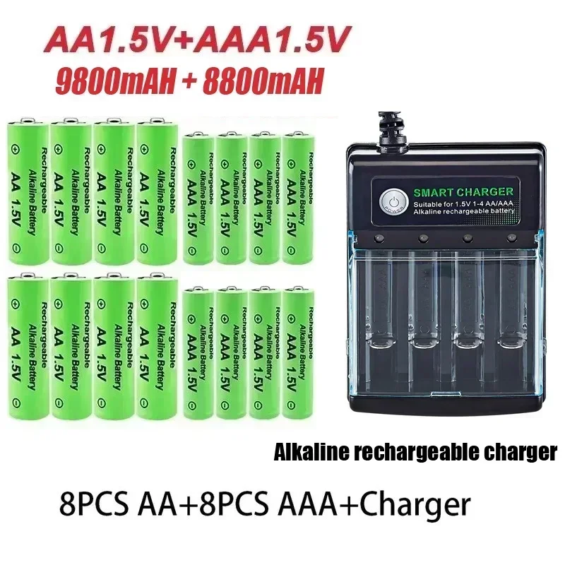 시계 라디오 비디오 게임 디지털 카메라 AA AAA 충전기에 대 한 원래 AA 충전식 AAA 배터리 1.5V AA 9800mAh/AAA 8800mAh