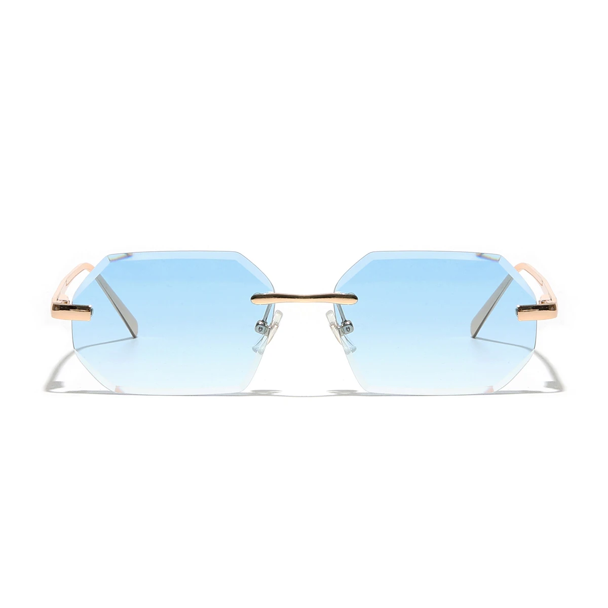 Ruiao 선글라스 남자 브랜드 디자이너 패션 무테 선글라스 음영 다이아몬드 컷 렌즈 숙녀 Frameless Metal Eye Glasses