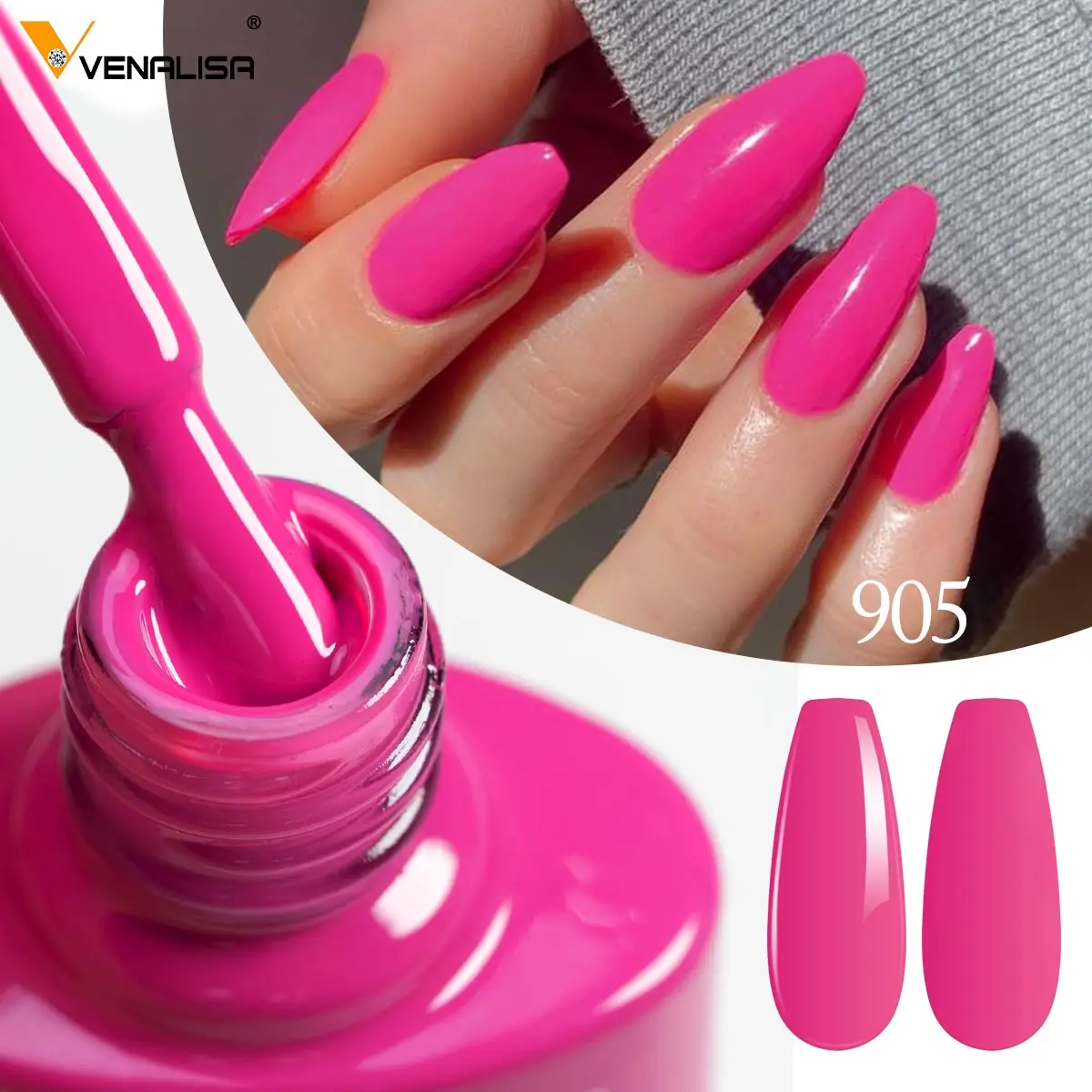 Venalisa 네일 젤 폴리쉬 7.5ml 레드 컬러 컬렉션 풀 커버리지 롱웨어 다이아몬드 템퍼드 탑 코트 UV LED 젤 네일 담그기