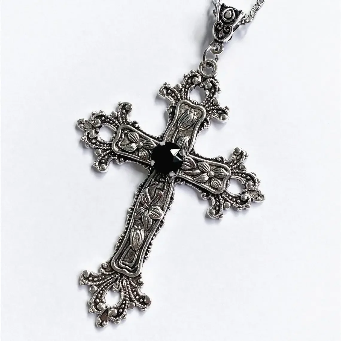 펑크 크리스탈 크로스 펜던트 목걸이 여성 고딕 쇄골 목걸이 목걸이 미적 보석 Bijoux 파티 선물