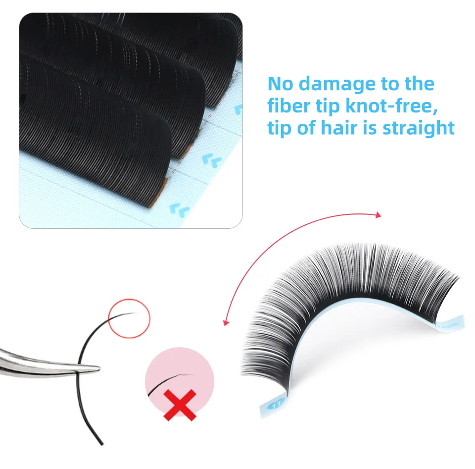 AGUUD 16Rows 속눈썹 연장 개별 5-25mm 가짜 밍크 러시아어 볼륨 속눈썹 연장 메이크업 용 블랙 캐시미어 속눈썹