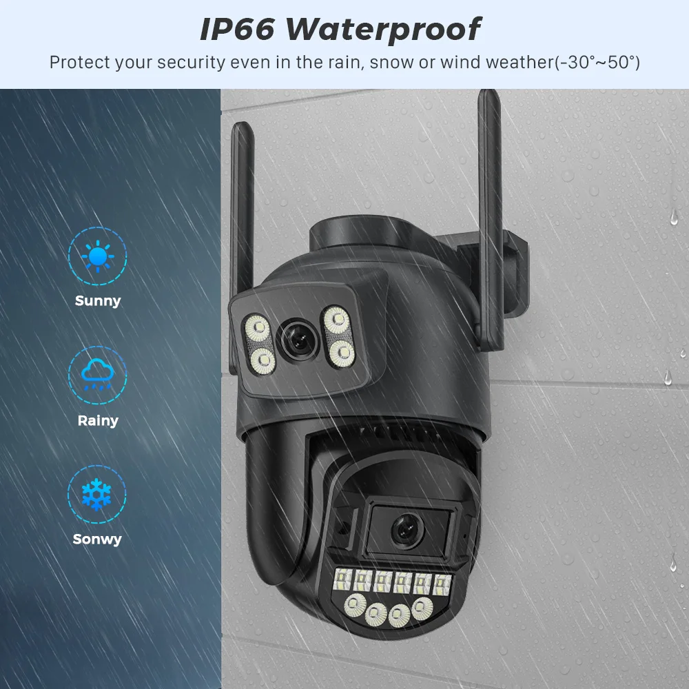 듀얼 스크린 8MP Ai 인간 감지 자동 추적 무선 야외 감시 카메라 O-KAM을 갖춘 10MP 5K 듀얼 렌즈 PTZ IP 카메라