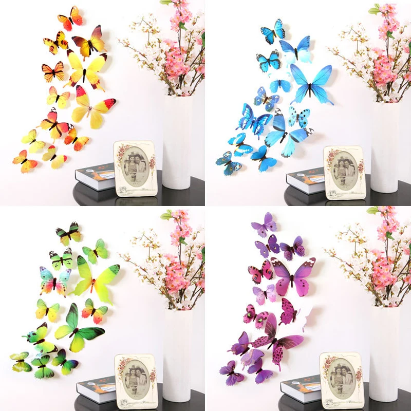 거실용 3D 나비 벽 스티커, 자체 접착 벽지, 새해 선물, 가정 장식, 12 개 title=거실용 3D 나비 벽 스티커, 자체 접착 벽지, 새해 선물, 가정 장식, 12 개 