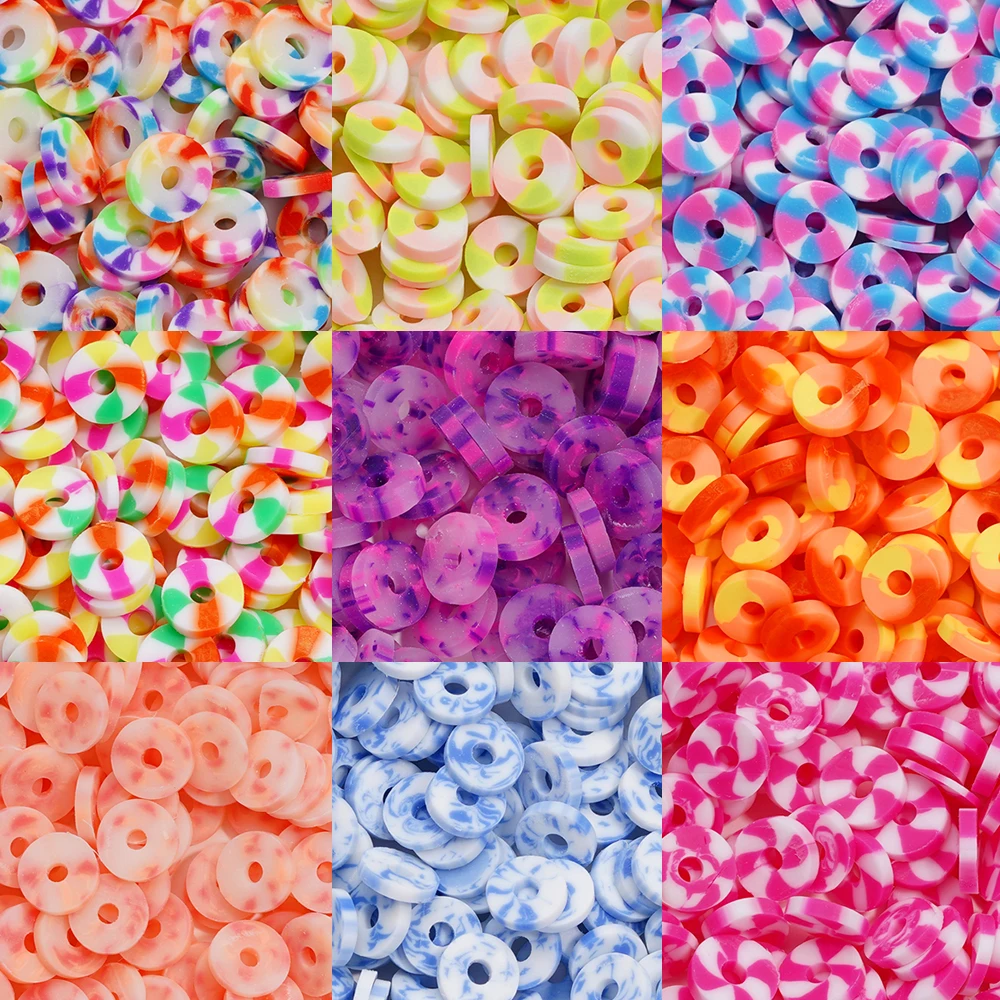 350pcs 6mm 플랫 라운드 폴리머 클레이 비즈 보석에 대 한 느슨한 스페이서 비즈 DIY 바느질 팔찌 목걸이 액세서리 만들기