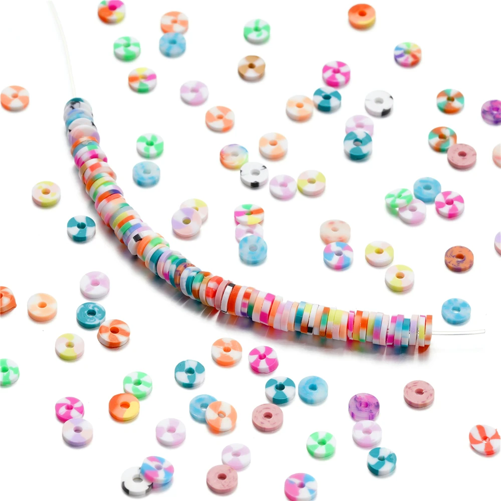 350pcs 6mm 플랫 라운드 폴리머 클레이 비즈 보석에 대 한 느슨한 스페이서 비즈 DIY 바느질 팔찌 목걸이 액세서리 만들기