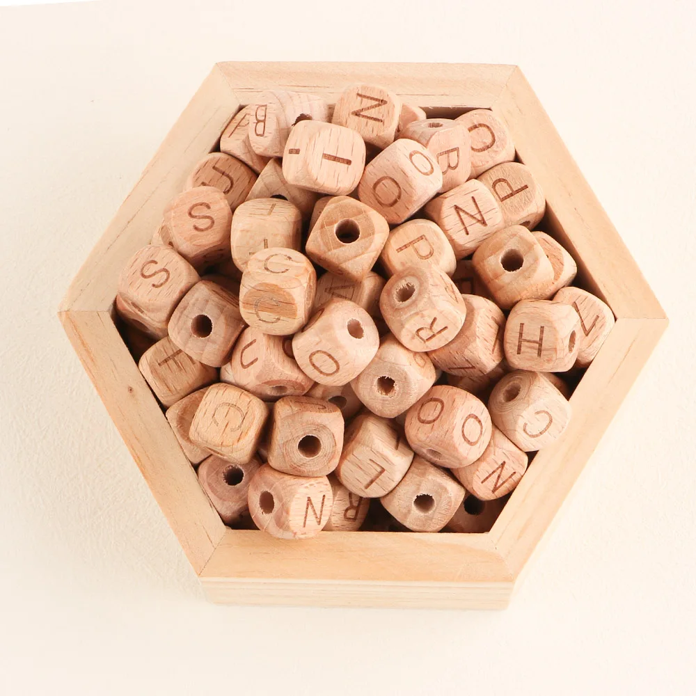 20/30/50Pcs 너도밤 나무 나무 라운드 구슬 육각형 편지 구슬 친환경 DIY 팔찌 쥬얼리 펜던트 액세서리