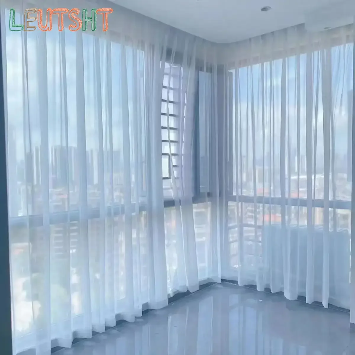 사용자 정의 크기 흰색 얇은 커튼 거실 창 투명 Tulle 커튼 웨딩 커튼 홈 장식