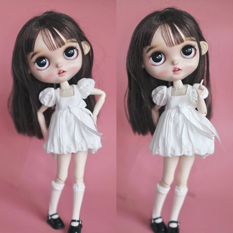 Blyth 인형 레이스 양말 한 쌍, 귀여운 긴 흰색 양말, Blythe Licca Azone OB24 풀립 1/6 인형 액세서리, 어린이 선물