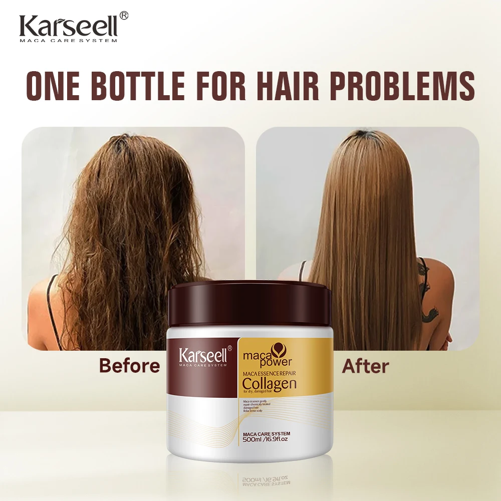 Karseell 500ml 콜라겐 헤어 트리트먼트 딥 리페어 컨디셔닝 아르간 오일 헤어 마스크 에센스 건조하고 손상된 모발 모든 헤어 타입