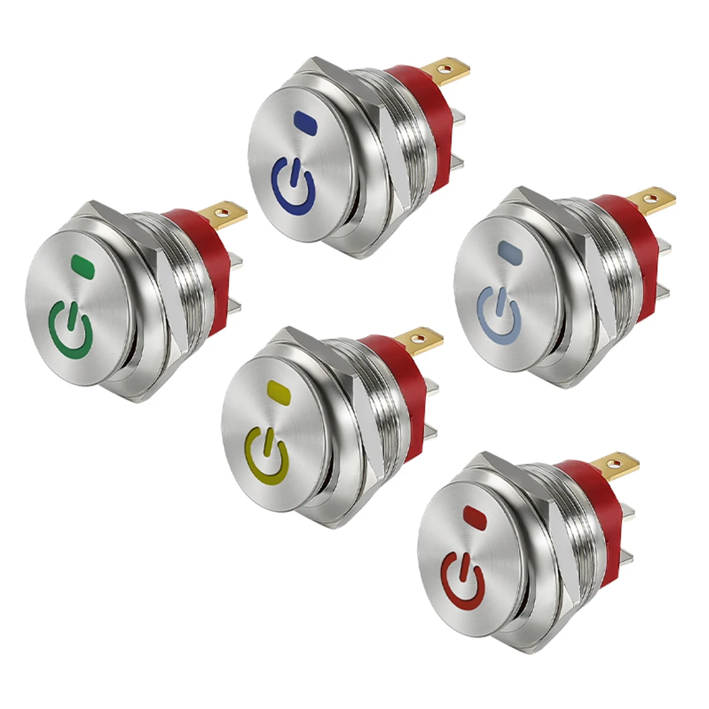 22mm 금속 버튼 로커 스위치 스테인레스 스틸 12V 20A 자동 잠금 2 위치 자동차 토글 스위치 ON-OFF 220V 15A 3 핀