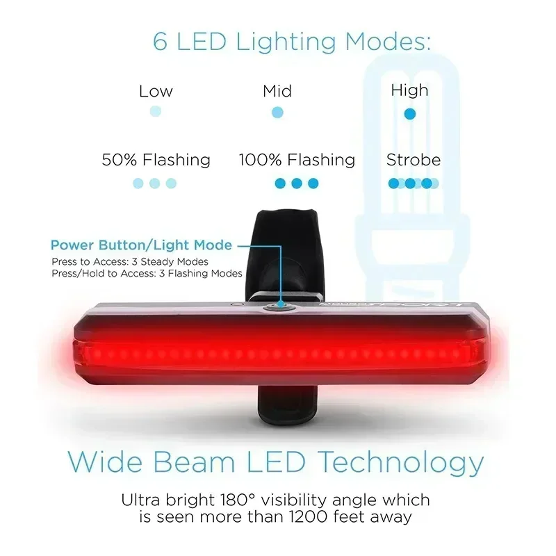 자전거 후면 조명 하이라이트 COB LED 테일 라이트 방수 자전거 USB 충전식 산악 자전거 테일 램프 자전거 부품