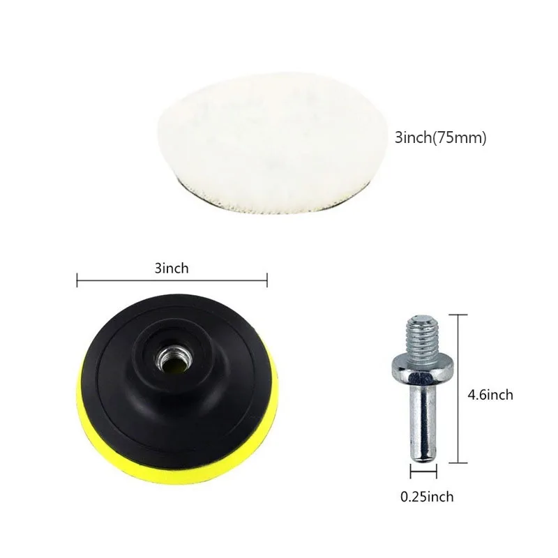 5 개/대 양모 연마 디스크 왁싱 버핑 연마 패드 75mm 자동차 페인트 케어 폴리 셔 기계 패드 자동 뷰티 액세서리