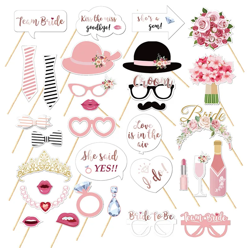 사진 소품 Photobooth Just Merried Funny Glasses DIY 생일 베이비 샤워 소년 소녀 사진 부스 소품 웨딩 장식