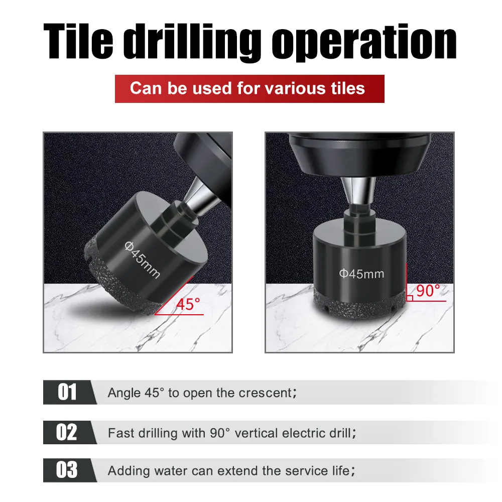 다이아몬드 Brazed 코어 드라이 드릴 비트 1Pc 5-200mm 도자기 타일 대리석 유리 화강암 구멍 컵 톱 커터 액세서리 절단