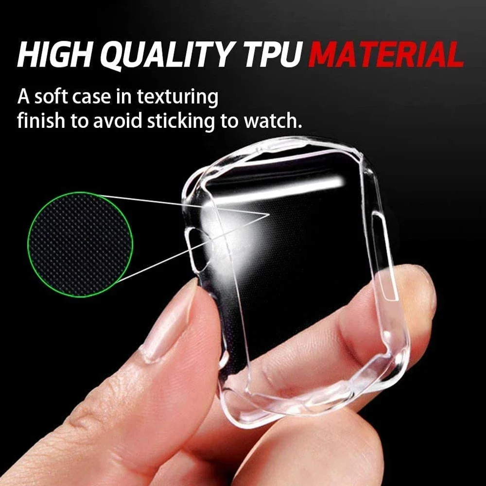 TPU 화면 보호기 케이스 Apple Watch 45mm 41mm 44MM 40MM 42MM 38MM IWatch 9 8 7 SE 6 5 4 3 2 1 용 전체 범프 커버