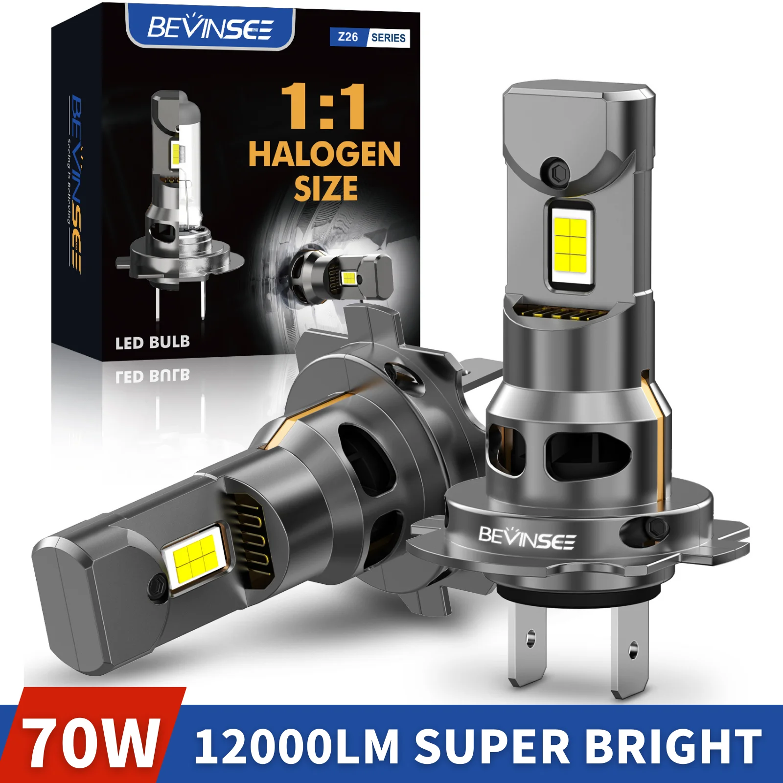 BEVINSEE H7 LED 헤드라이트 전구 70W 12000LM 무선 터보팬 H4 H11 H1 CANBUS 미니 자동 다이오드 램프 HB3 9005 HB4 9006 안개등 title=BEVINSEE H7 LED 헤드라이트 전구 70W 12000LM 무선 터보팬 H4 H11 H1 CANBUS 미니 자동 다이오드 램프 HB3 9005 HB4 9006 안개등 