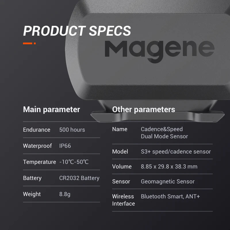 Magene-케이던스 센서 스피드 S3 + 속도계 ANT + 블루투스 컴퓨터, Garmin IGP Bryton 바이크 무선 호환