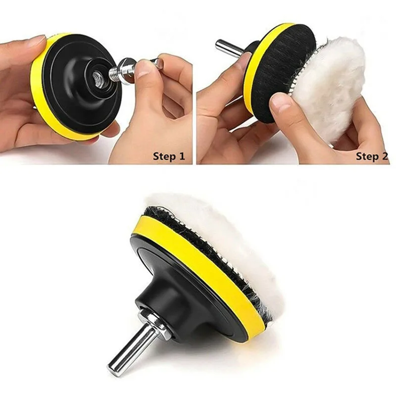 5 개/대 양모 연마 디스크 왁싱 버핑 연마 패드 75mm 자동차 페인트 케어 폴리 셔 기계 패드 자동 뷰티 액세서리