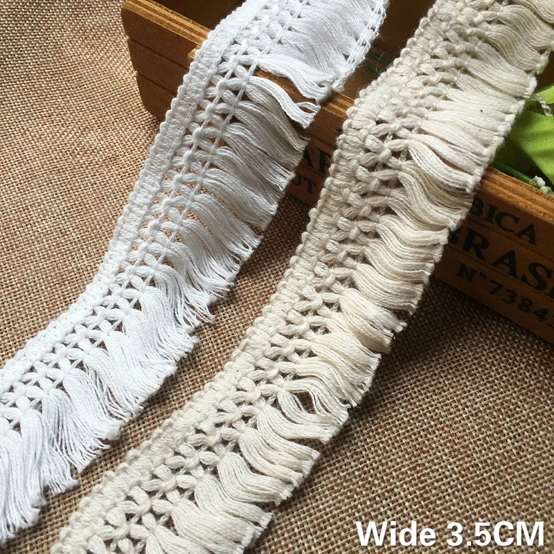 3.5CM 와이드 화이트 베이지 코튼 스레드 3D 레이스 패브릭 직조 리본 술 DIY 재료 커튼 의류 액세서리 장식 title=3.5CM 와이드 화이트 베이지 코튼 스레드 3D 레이스 패브릭 직조 리본 술 DIY 재료 커튼 의류 액세서리 장식 