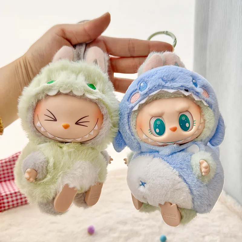 Labubu 플러시 옷을위한 귀여운 만화 녹색 공룡 복장 Labbubu 액세서리를위한 패션 상어 마카롱 한국 스타일 옷