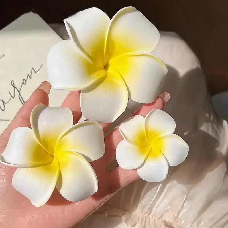 여성용 Plumeria 꽃 헤어 클립, 여아용 미적 머리핀, 계란 꽃 바렛, 파티 가방, 헤어 액세서리, 패션