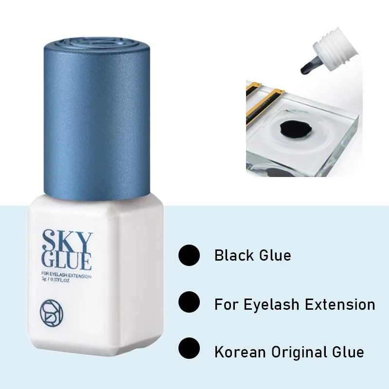 1 병 하늘 접착제 가짜 속눈썹 연장 접착제 5ml 빨간 모자 검정 빠른 건조 봉인 된 가방 미용 메이크업 도구 전문 한국