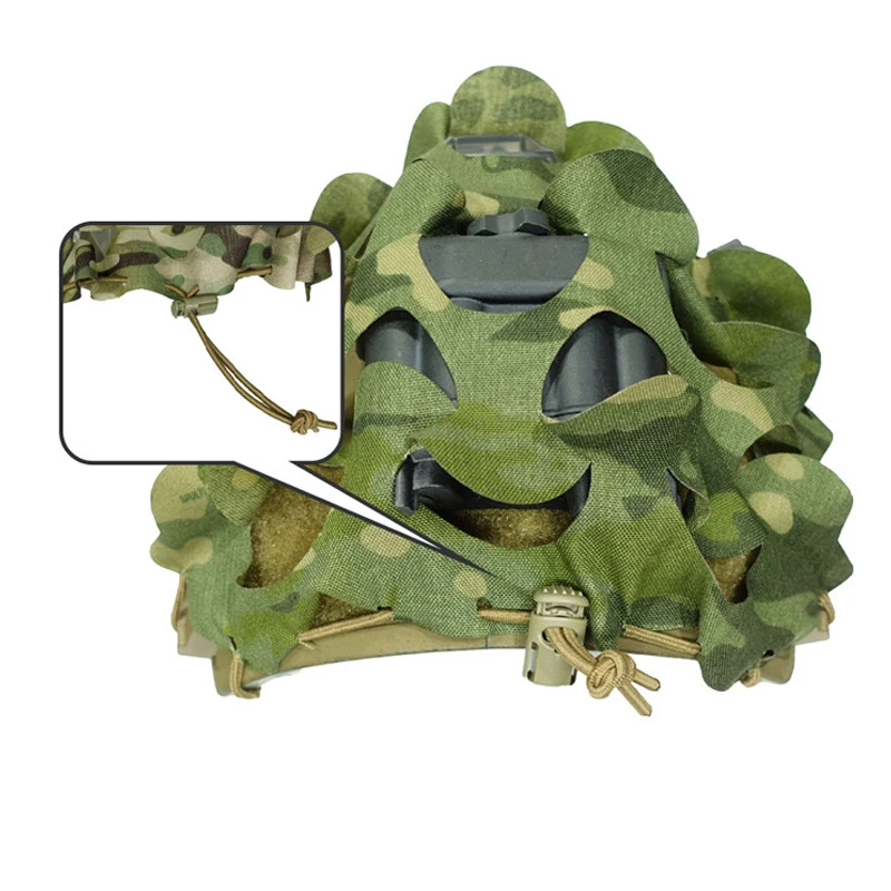 3D Camo Net Airsoft 헬멧 커버 레이저 컷 나일론 Drawstring 헬멧 Scrim CS Wargame Paintball Paratrooper Hunting 액세서리