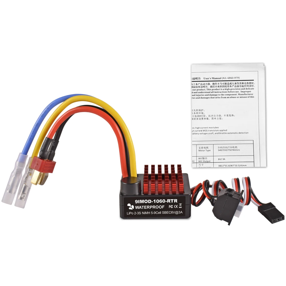 9IMOD 1060 RTR 60A ESC 브러시 전자 속도 컨트롤러 2-3S LiPo 방수 BEC 6V3A 1/10 축 SCX10 TRX4 TRX6 D90 HPI