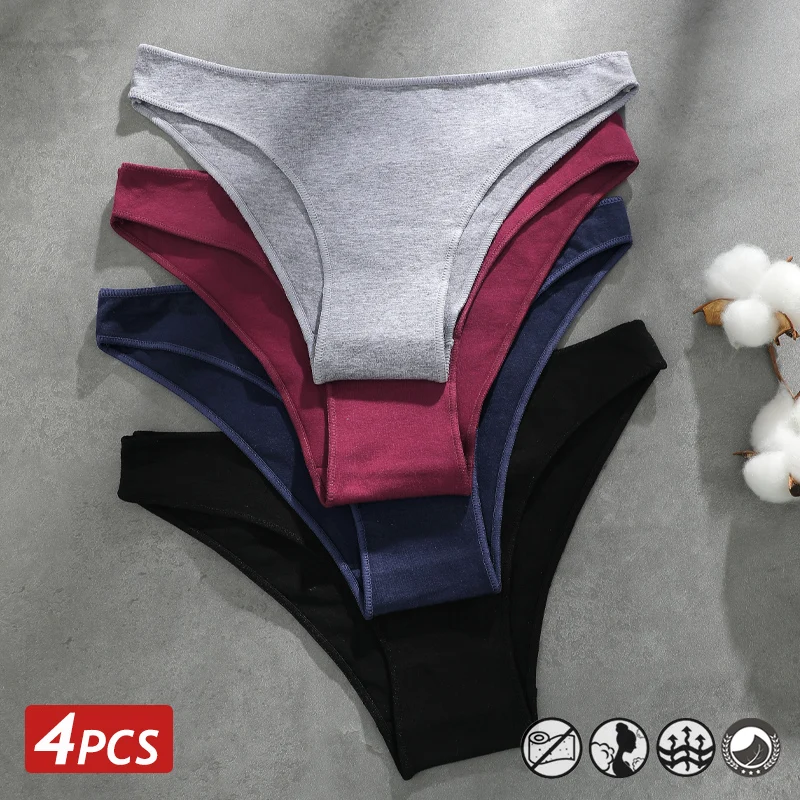 4PCS 원활한 코 튼 팬티 여성 솔리드 컬러 팬티 섹시 한 낮은 허리 속옷 여성 통기성 속옷 숙 녀 스트레치 Panti title=4PCS 원활한 코 튼 팬티 여성 솔리드 컬러 팬티 섹시 한 낮은 허리 속옷 여성 통기성 속옷 숙 녀 스트레치 Panti 