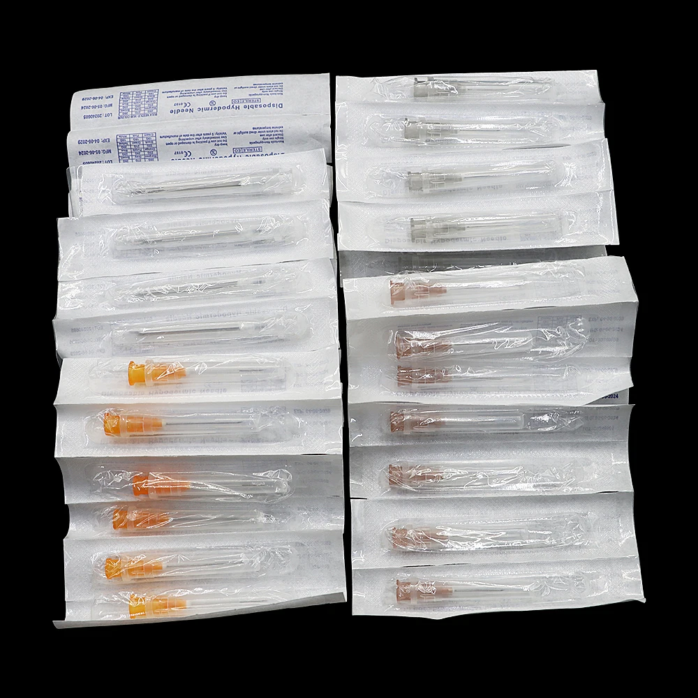 50pcs 투명 캡, 접착제 도구, 개별 포장 주사기 액세서리가있는 뾰족한 주입 바늘 디스펜스 바늘
