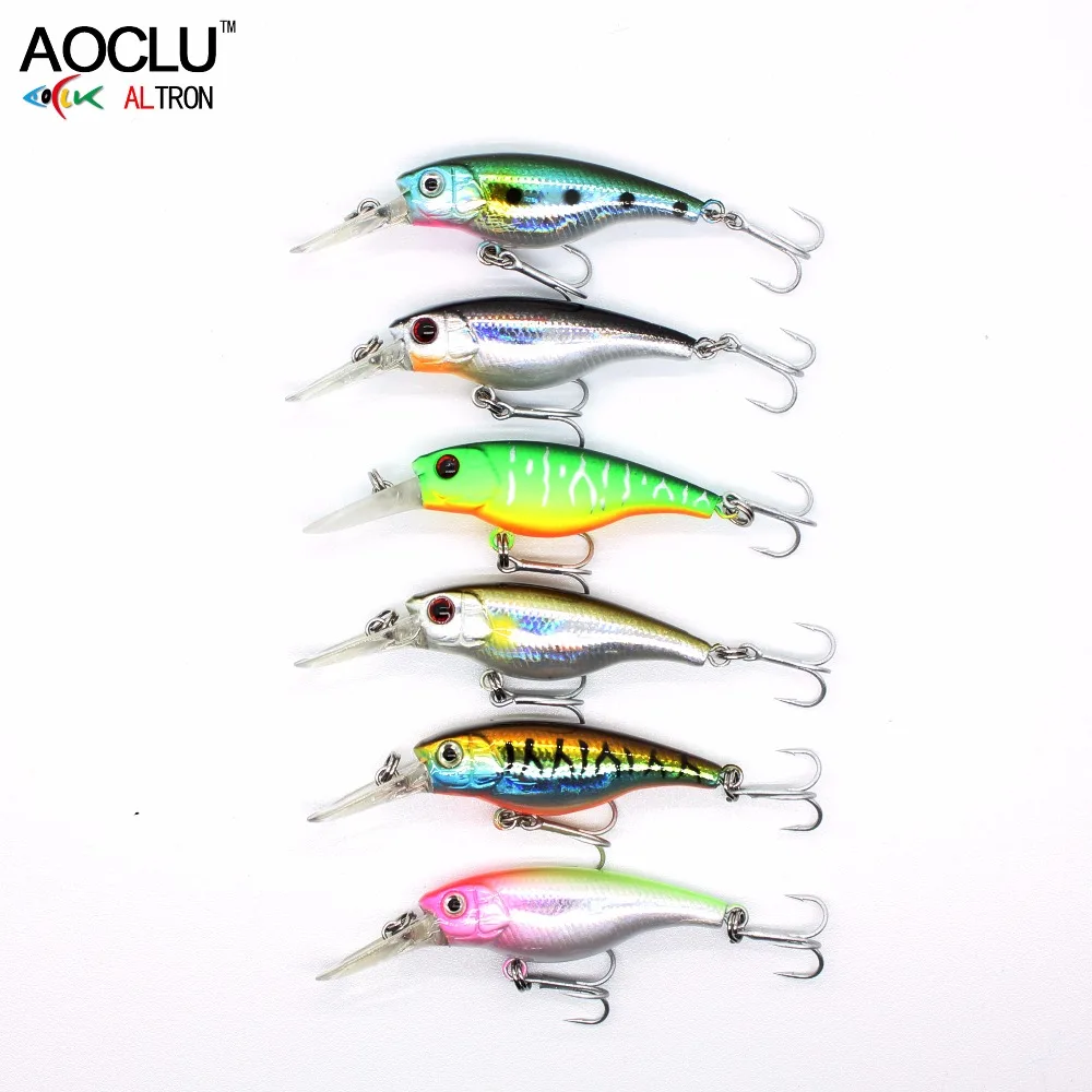 AOCLU 플로팅 워블러 저크베이트 40mm 2.5g 다이빙 0.8m 깊은 작은 미노우 쉐드 크랭크 루어 베이스 송어 고등어 보트 해안 낚시