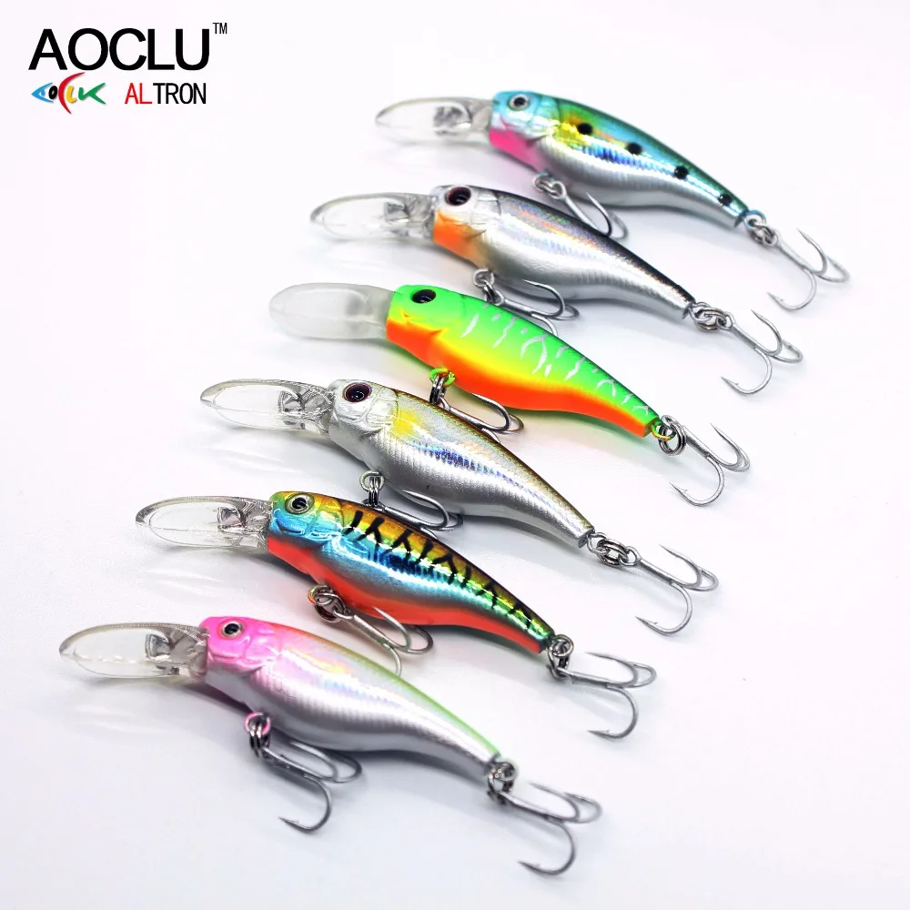 AOCLU 플로팅 워블러 저크베이트 40mm 2.5g 다이빙 0.8m 깊은 작은 미노우 쉐드 크랭크 루어 베이스 송어 고등어 보트 해안 낚시
