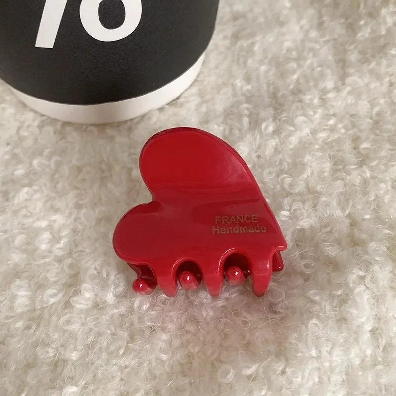 3.5cm 작은 머리 집게, 아세테이트 헤어 크랩, 귀여운 하트 모양 헤어 클립, 여성 헤어 액세서리, 머리핀 클립, 신제품